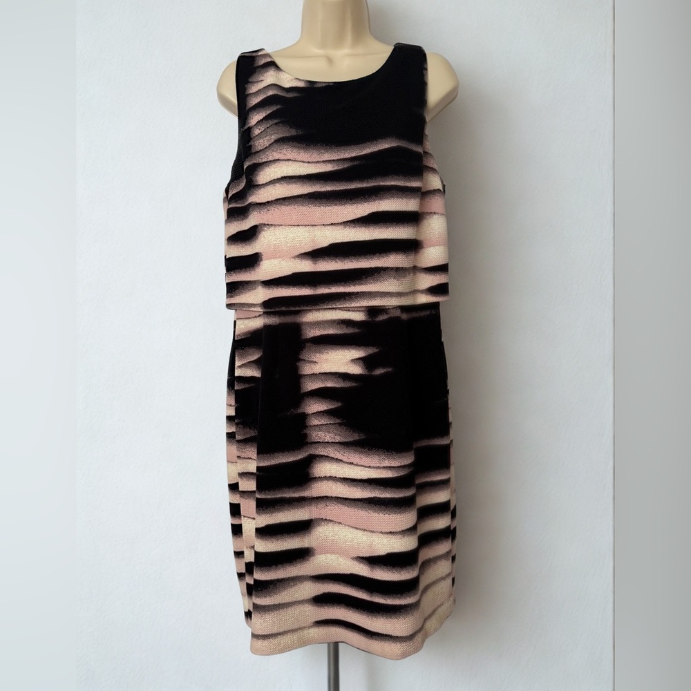 Ivanka Trump Black, Pink blush, and cream Patterned Dress